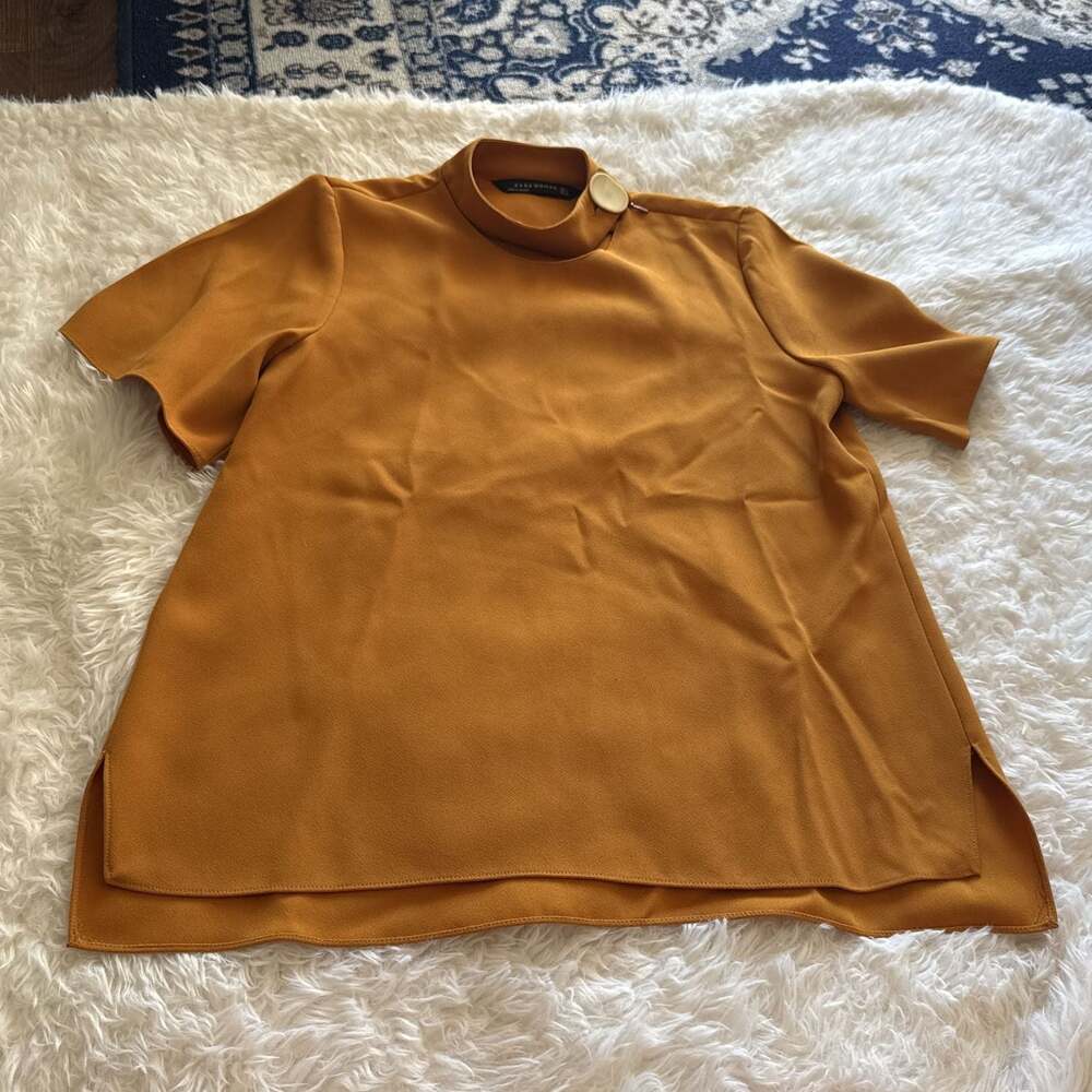 Zara Golden Top with High Neck